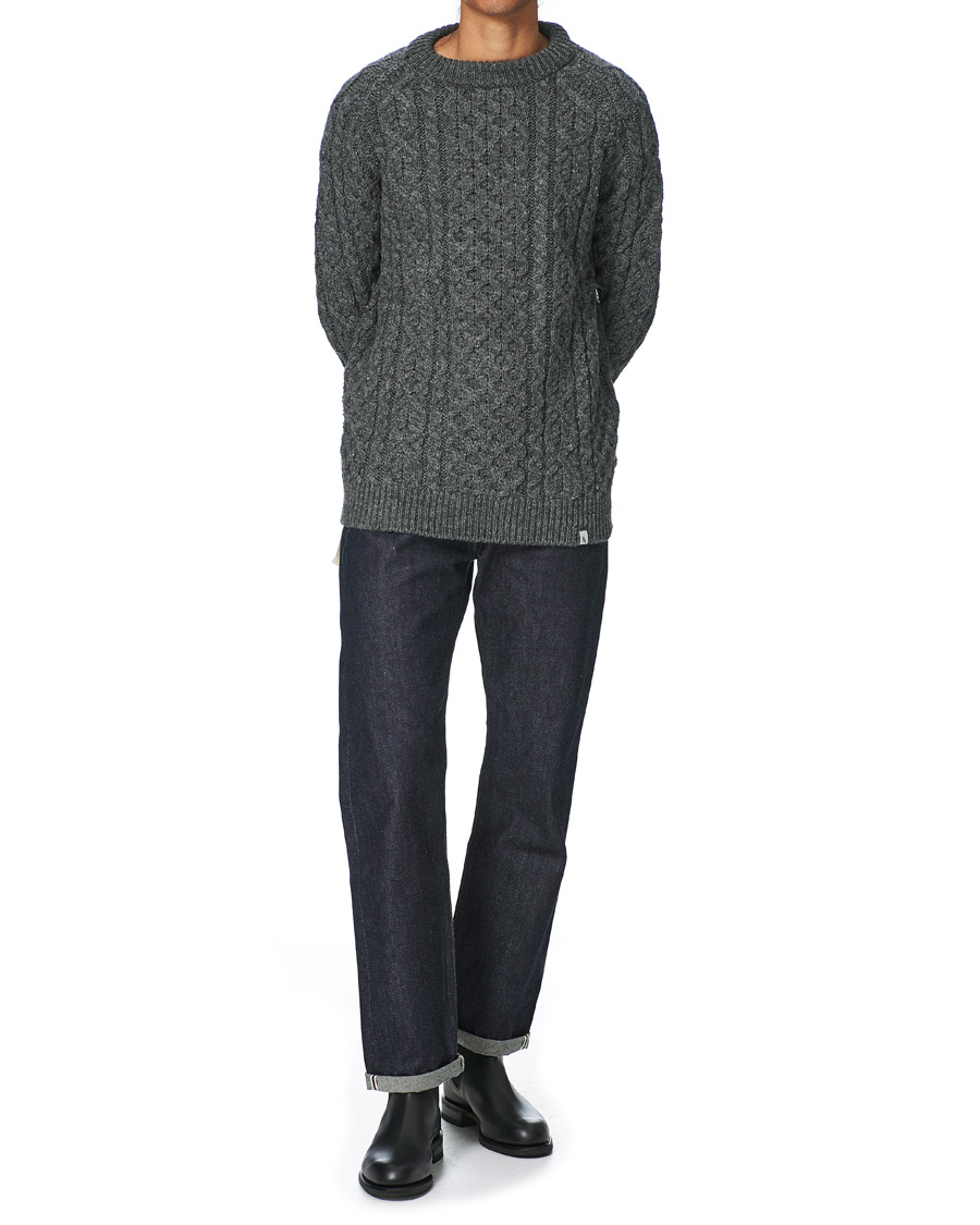 Herre |  | Peregrine | Hudson Wool Aran Knitted Jumper Nimbus