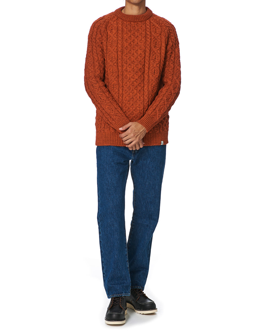Herre | Gensere | Peregrine | Hudson Wool Aran Knitted Jumper Orange