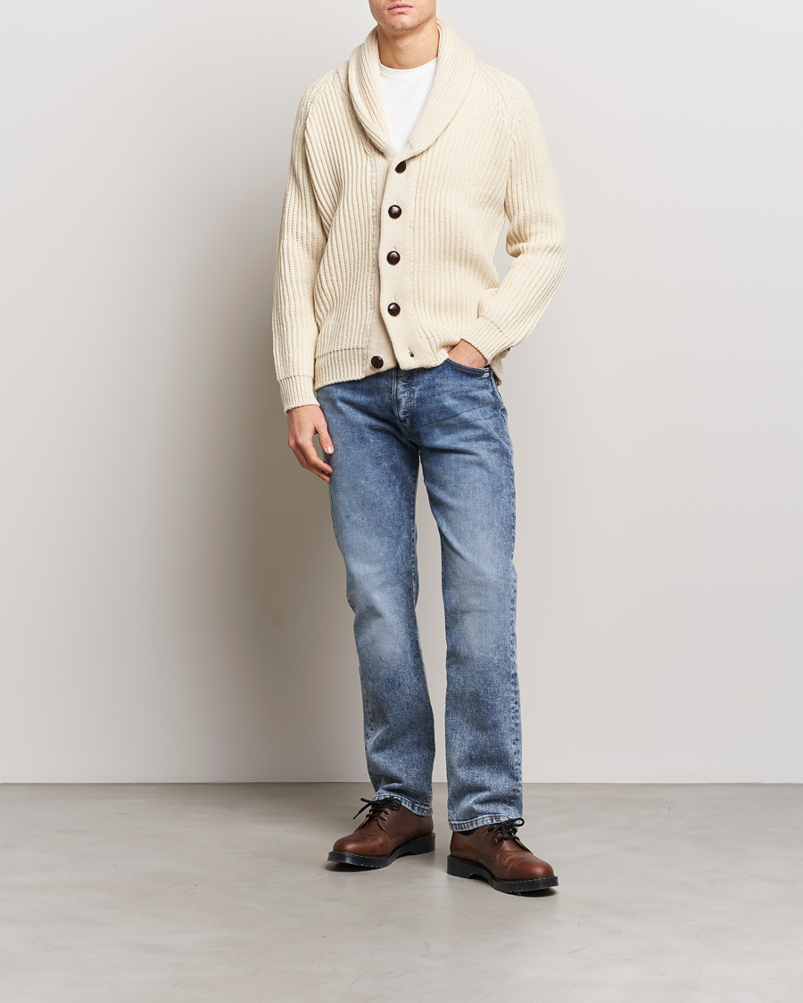 Herre | Gensere | Peregrine | Wilkinson Ribbed Wool Cardigan Ecru