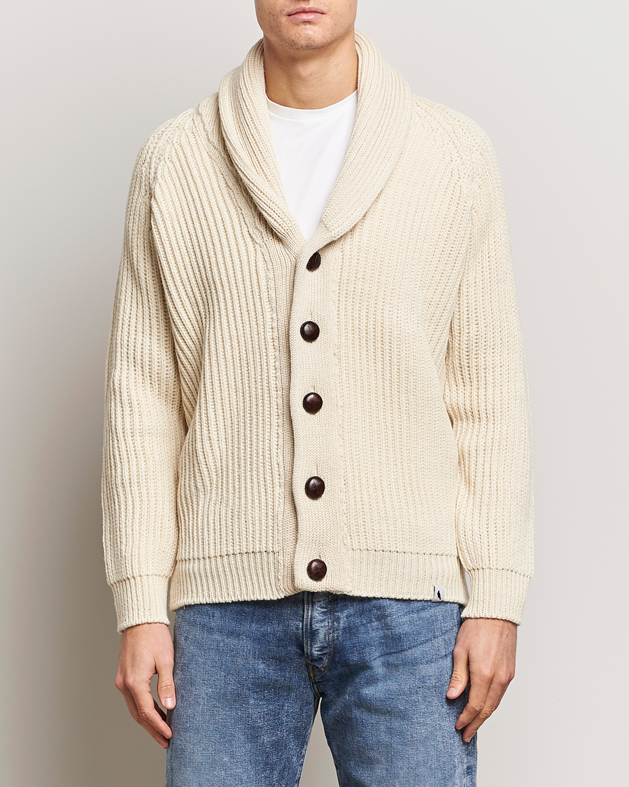 Herre | Peregrine | Peregrine | Wilkinson Ribbed Wool Cardigan Ecru