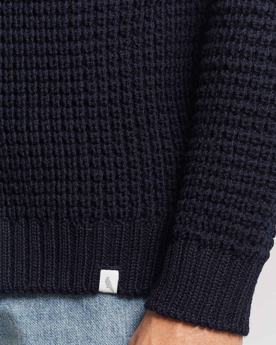 Herre | Gensere | Peregrine | Waffle Wool Shawl Cardigan Navy