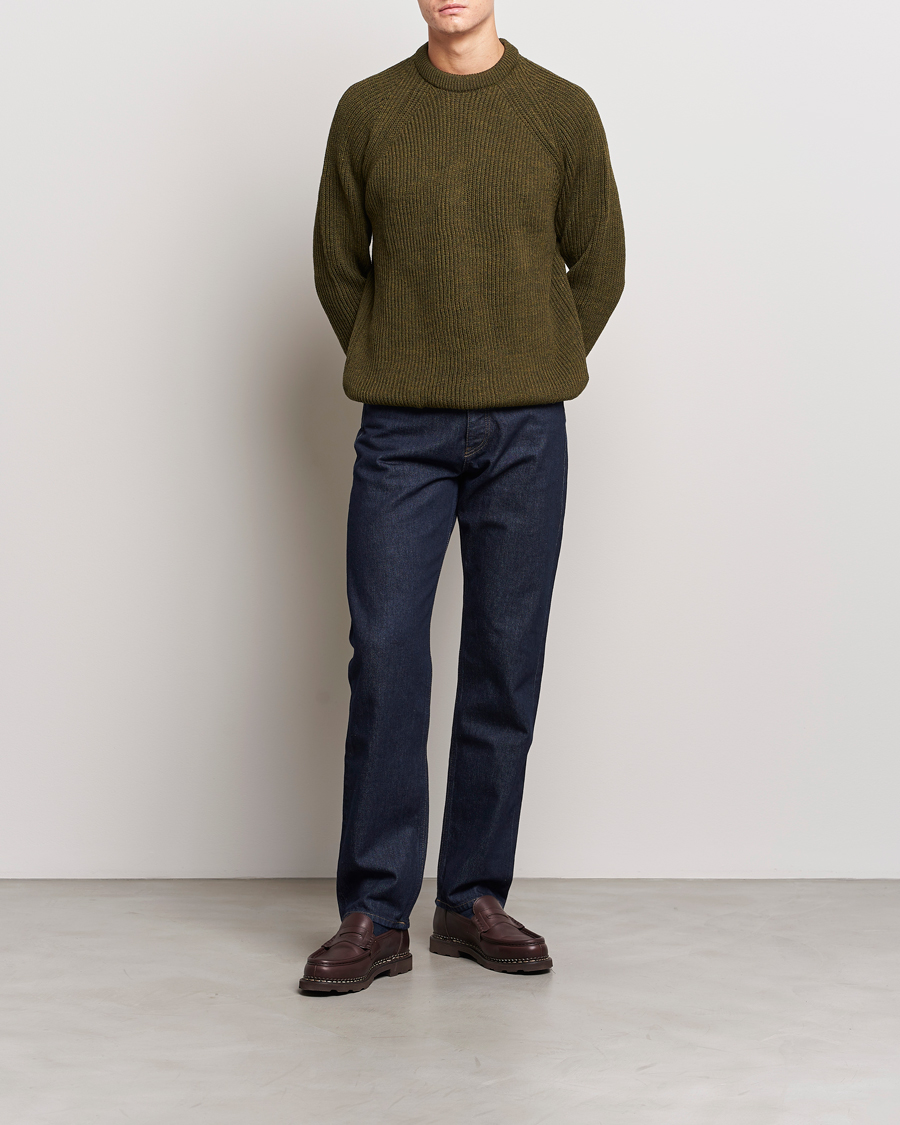 Herre |  | Peregrine | Ford Knitted Wool Jumper Olive