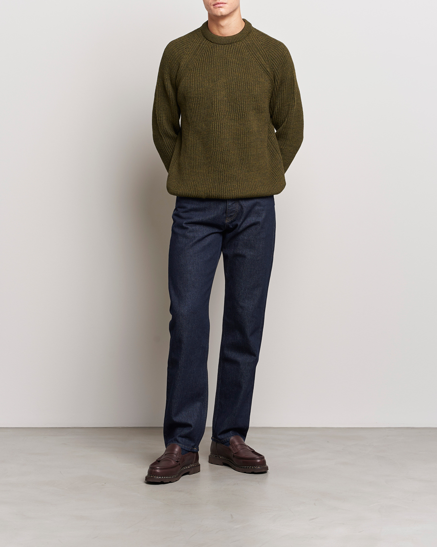 Herre | Gensere | Peregrine | Ford Knitted Wool Jumper Olive