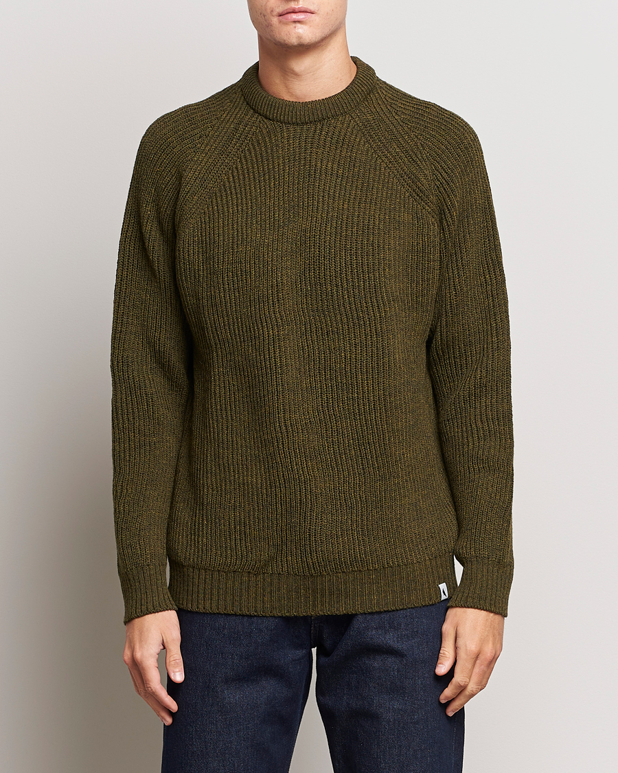 Herre | Gensere | Peregrine | Ford Knitted Wool Jumper Olive
