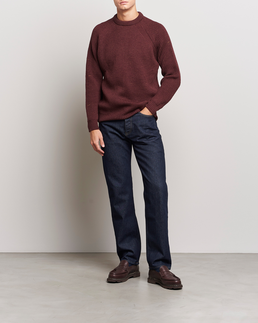Herre | Gensere | Peregrine | Ford Knitted Wool Jumper Shiraz