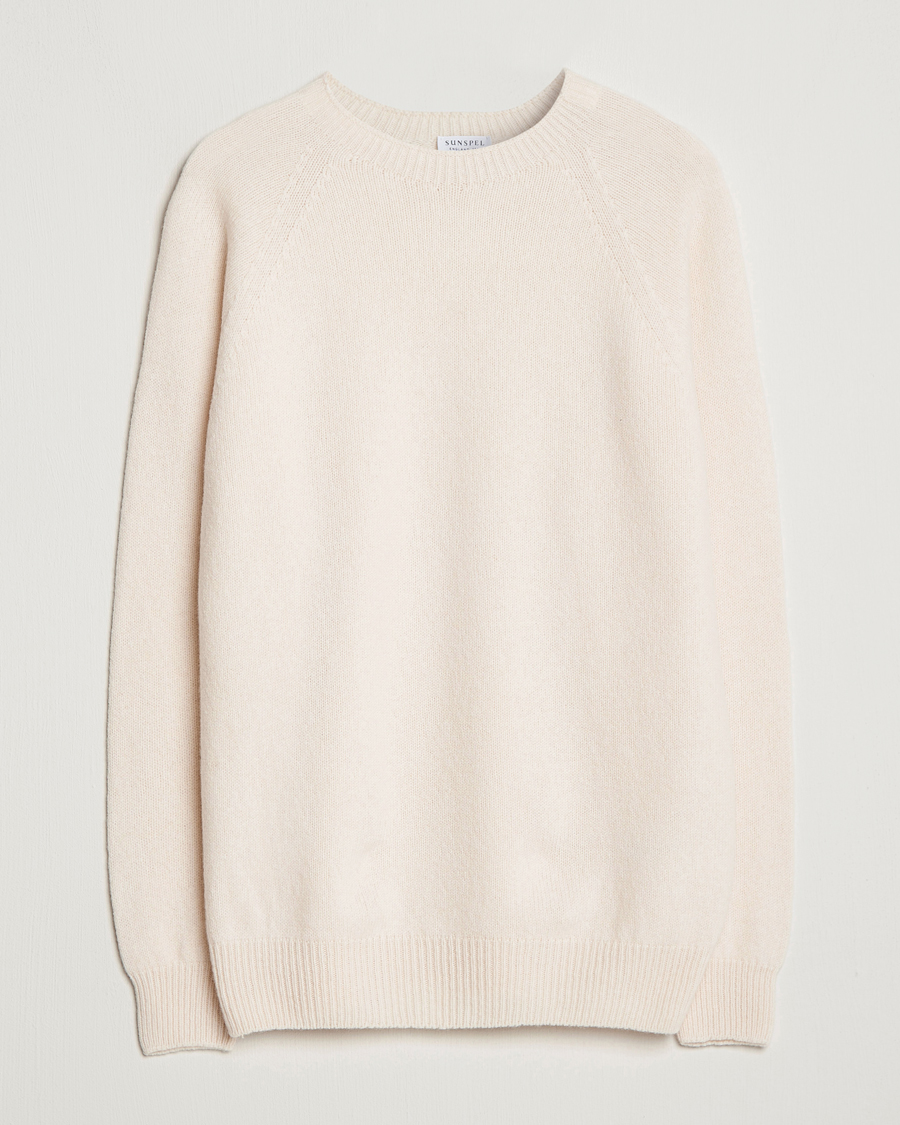 Herre | Gensere | Sunspel | Lambswool Crew Neck Ecru