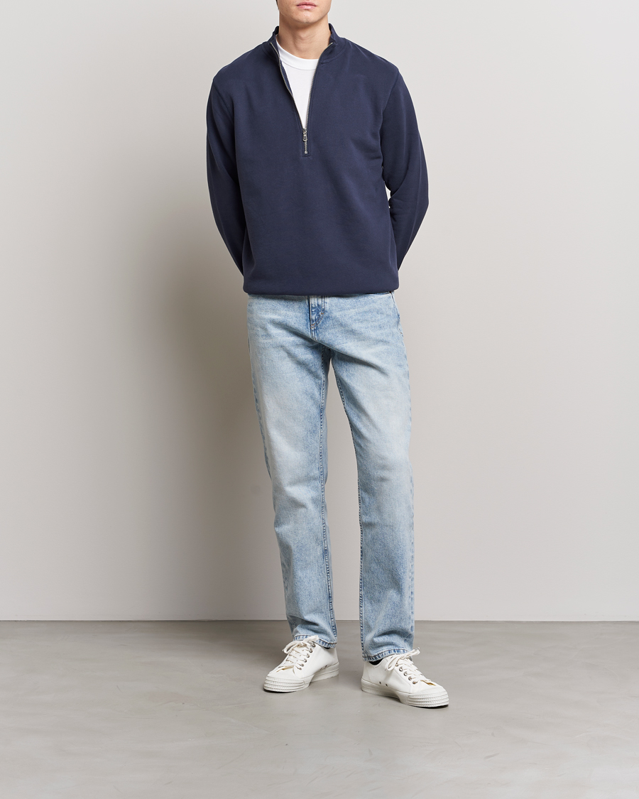 Herre | Gensere | Sunspel | Loopback Half Zip Navy