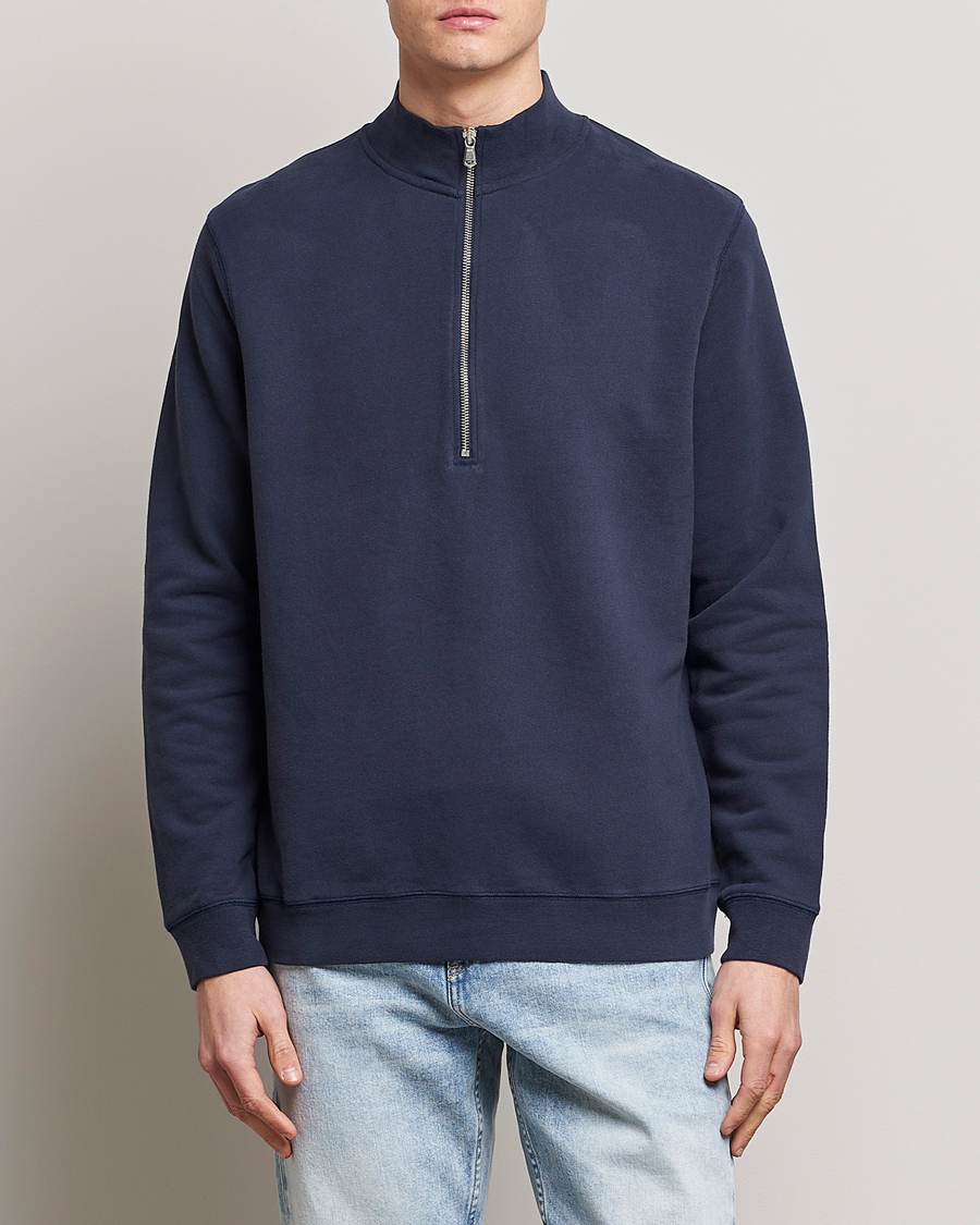 Herre | Gensere | Sunspel | Loopback Half Zip Navy