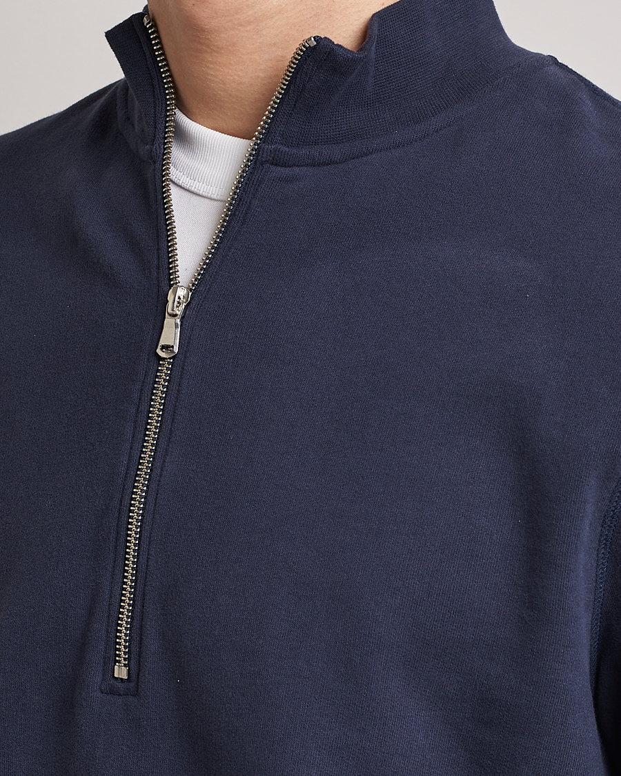 Herre | Gensere | Sunspel | Loopback Half Zip Navy