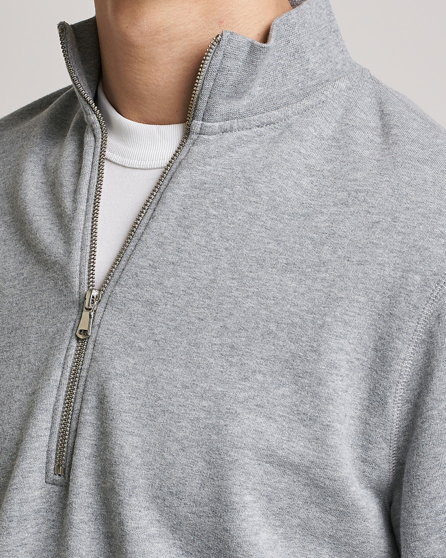 Herre | Gensere | Sunspel | Loopback Half Zip Grey Melange