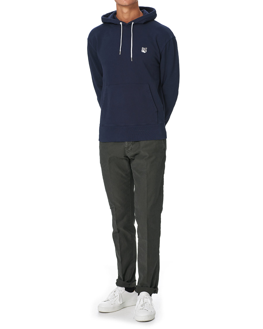 Herre | Gensere | Maison Kitsuné | Grey Fox Head Hoodie Navy