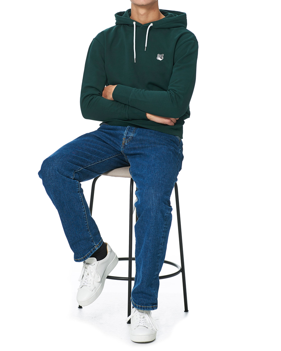 Herre | Gensere | Maison Kitsuné | Grey Fox Head Hoodie Dark Green