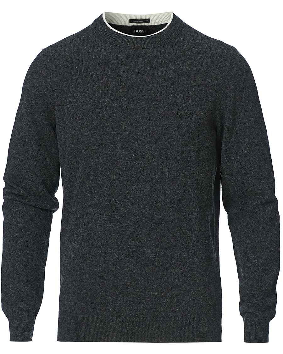 Herre | Gensere | BOSS BLACK | BOSS Bacio Lambswool Crew Neck Pullover Open Grey
