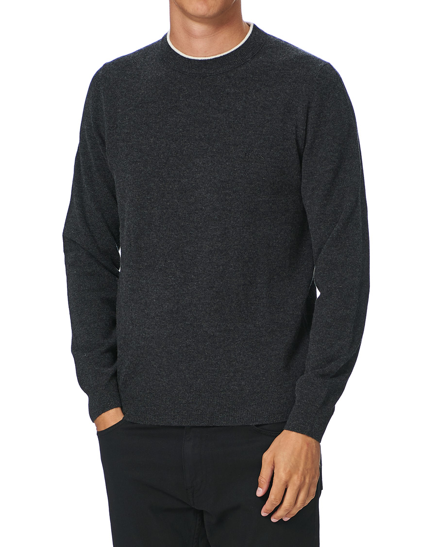 Herre | Gensere | BOSS BLACK | BOSS Bacio Lambswool Crew Neck Pullover Open Grey