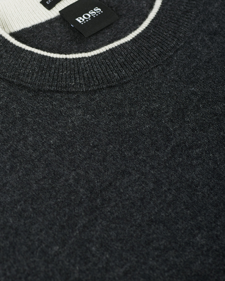 Herre | Gensere | BOSS BLACK | BOSS Bacio Lambswool Crew Neck Pullover Open Grey