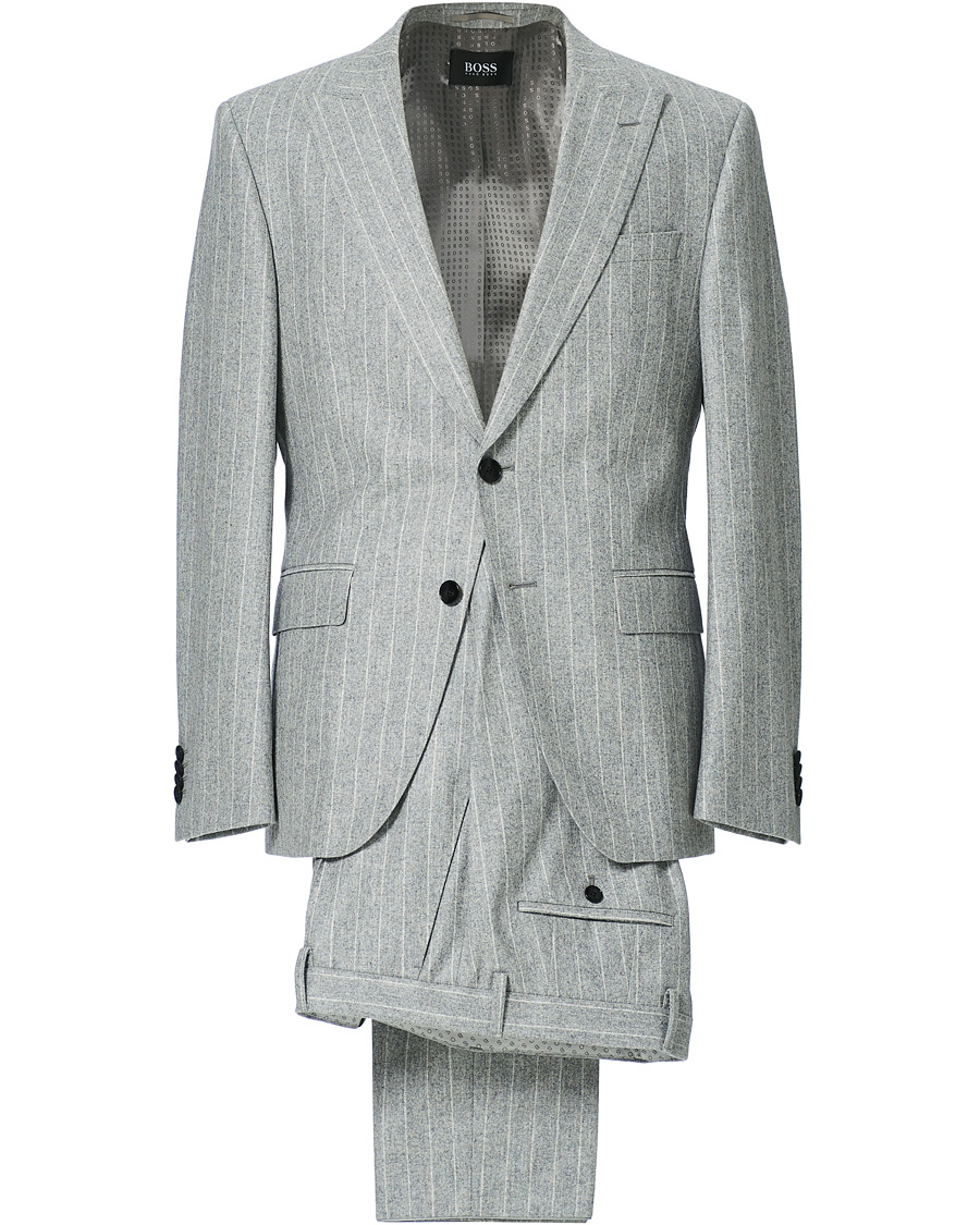 Herre | Dresser | BOSS BLACK | BOSS Huge Wool Peak Lapel Pinstripe Suit Light Grey