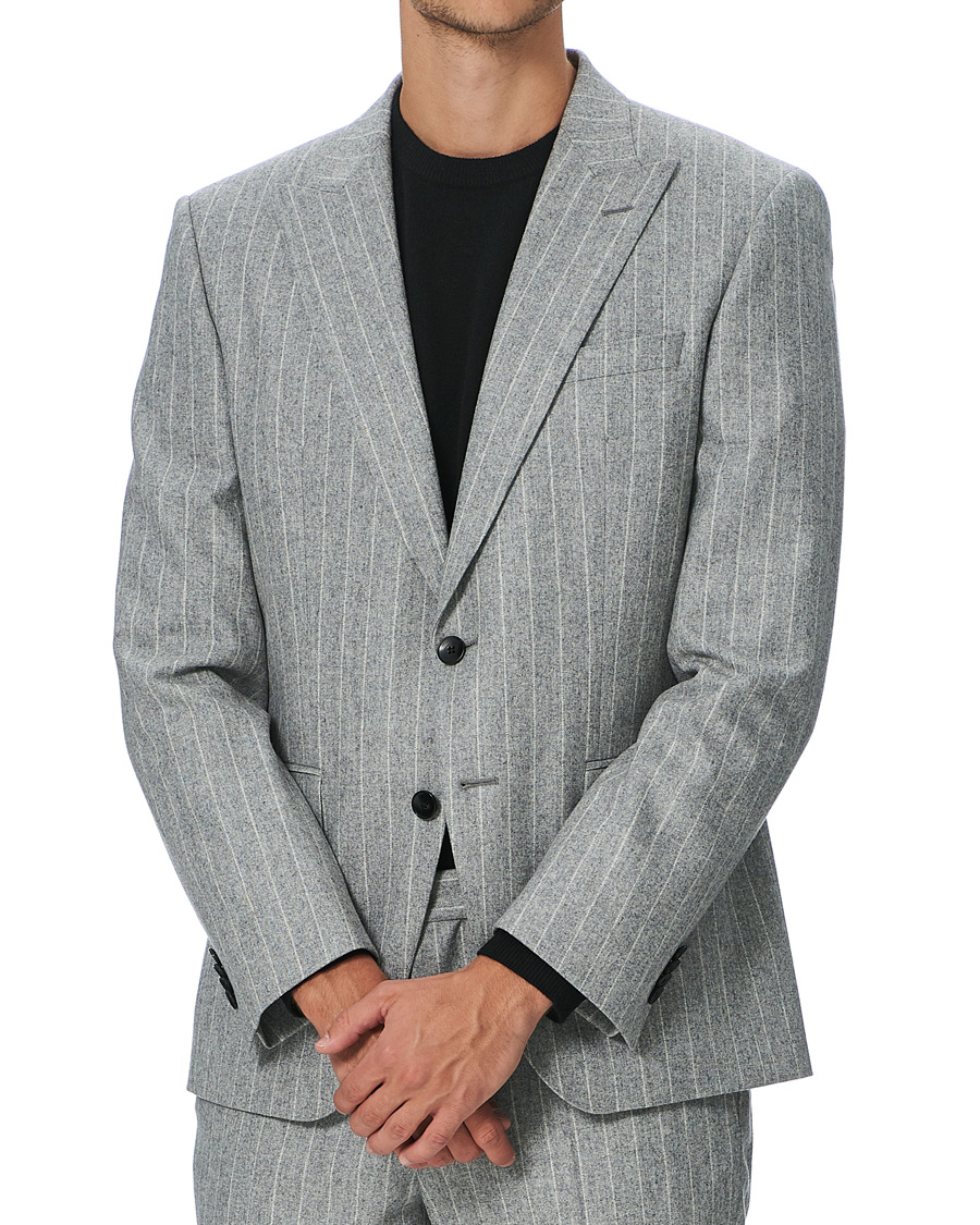 Herre | Dresser | BOSS BLACK | BOSS Huge Wool Peak Lapel Pinstripe Suit Light Grey