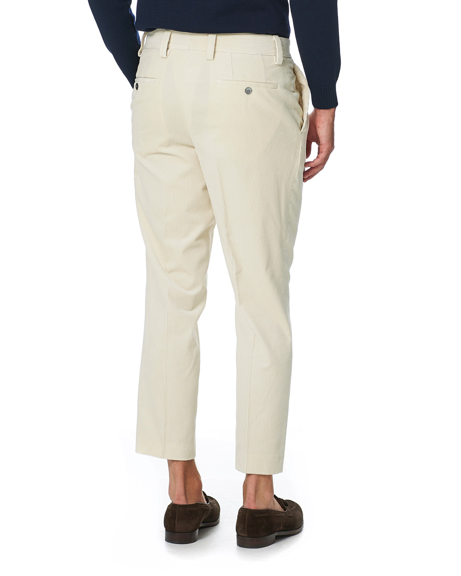 Herre | Bukser | BOSS BLACK | BOSS Perin Corduroy Pleated Trousers Open White