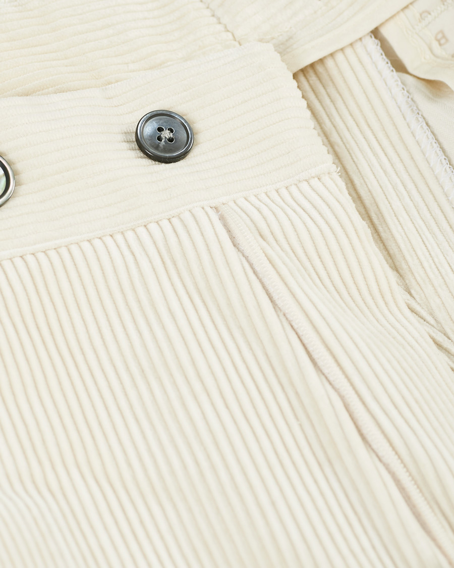 Herre | Bukser | BOSS BLACK | BOSS Perin Corduroy Pleated Trousers Open White