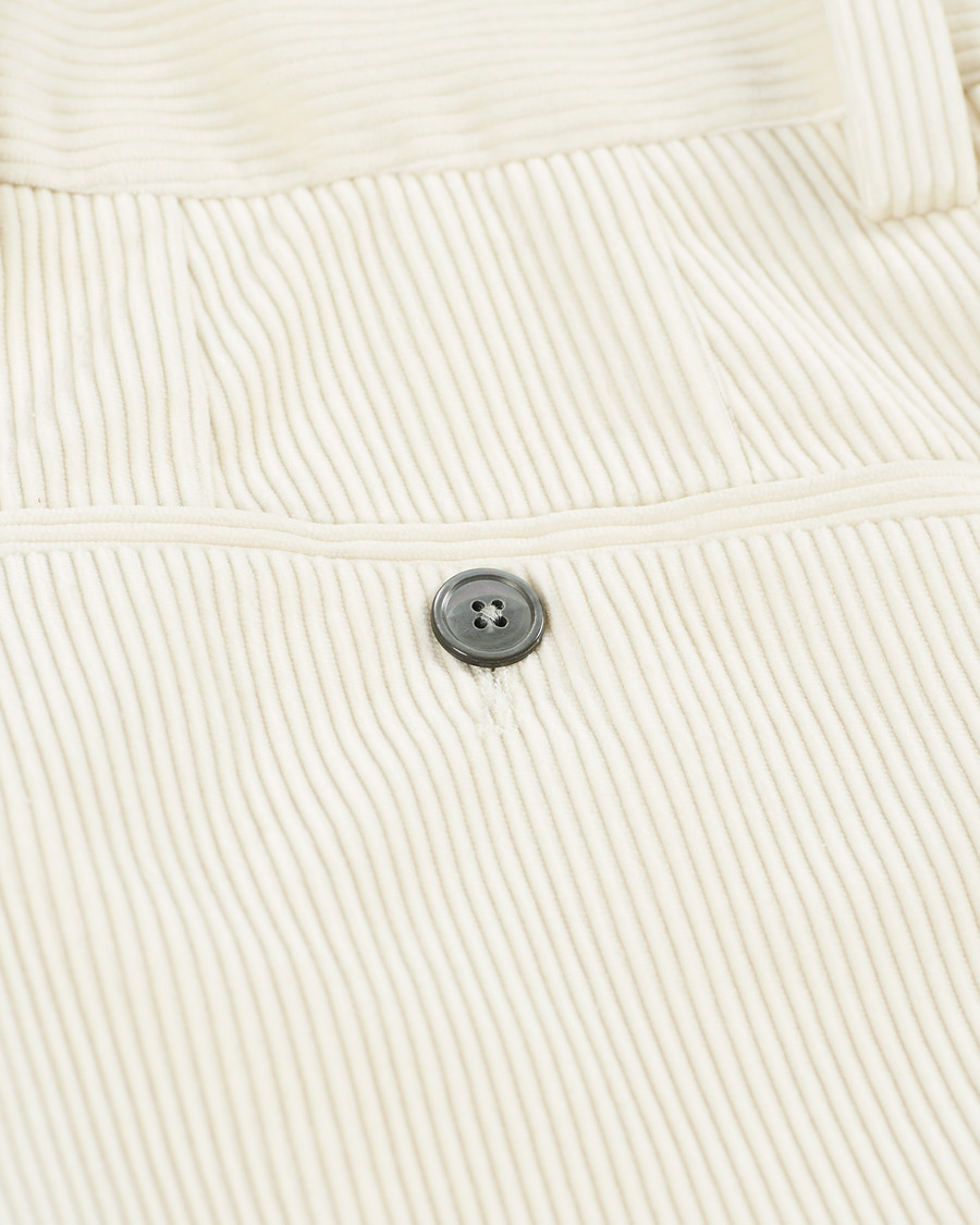 Herre | Bukser | BOSS BLACK | BOSS Perin Corduroy Pleated Trousers Open White