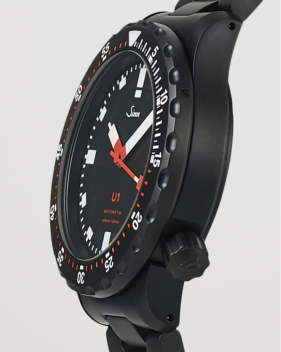 Herre | Sinn U1 Black Hard Coating Diving Watch 44mm Black | Sinn | U1 Black Hard Coating Diving Watch 44mm Black