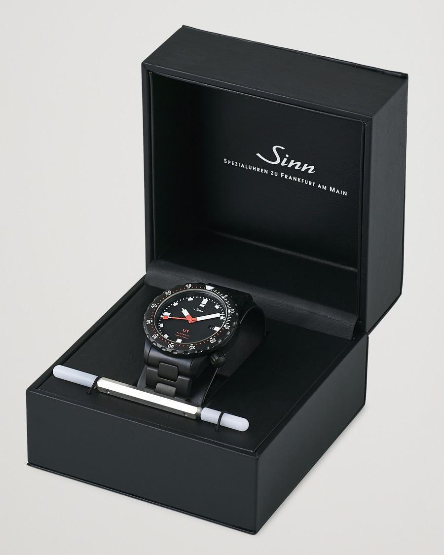 Herre | Sinn U1 Black Hard Coating Diving Watch 44mm Black | Sinn | U1 Black Hard Coating Diving Watch 44mm Black