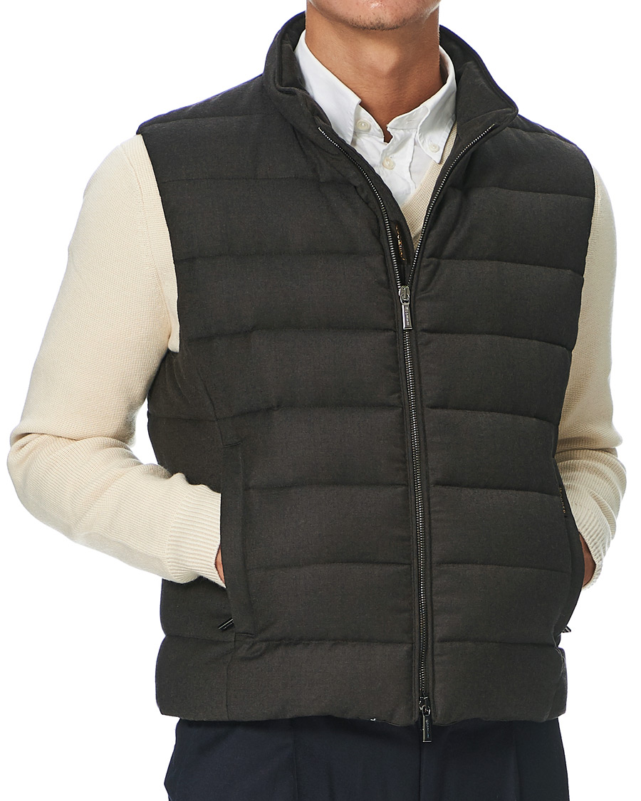 Herre | Jakker | MooRER | Wool/Cashmere Padded Vest Brown