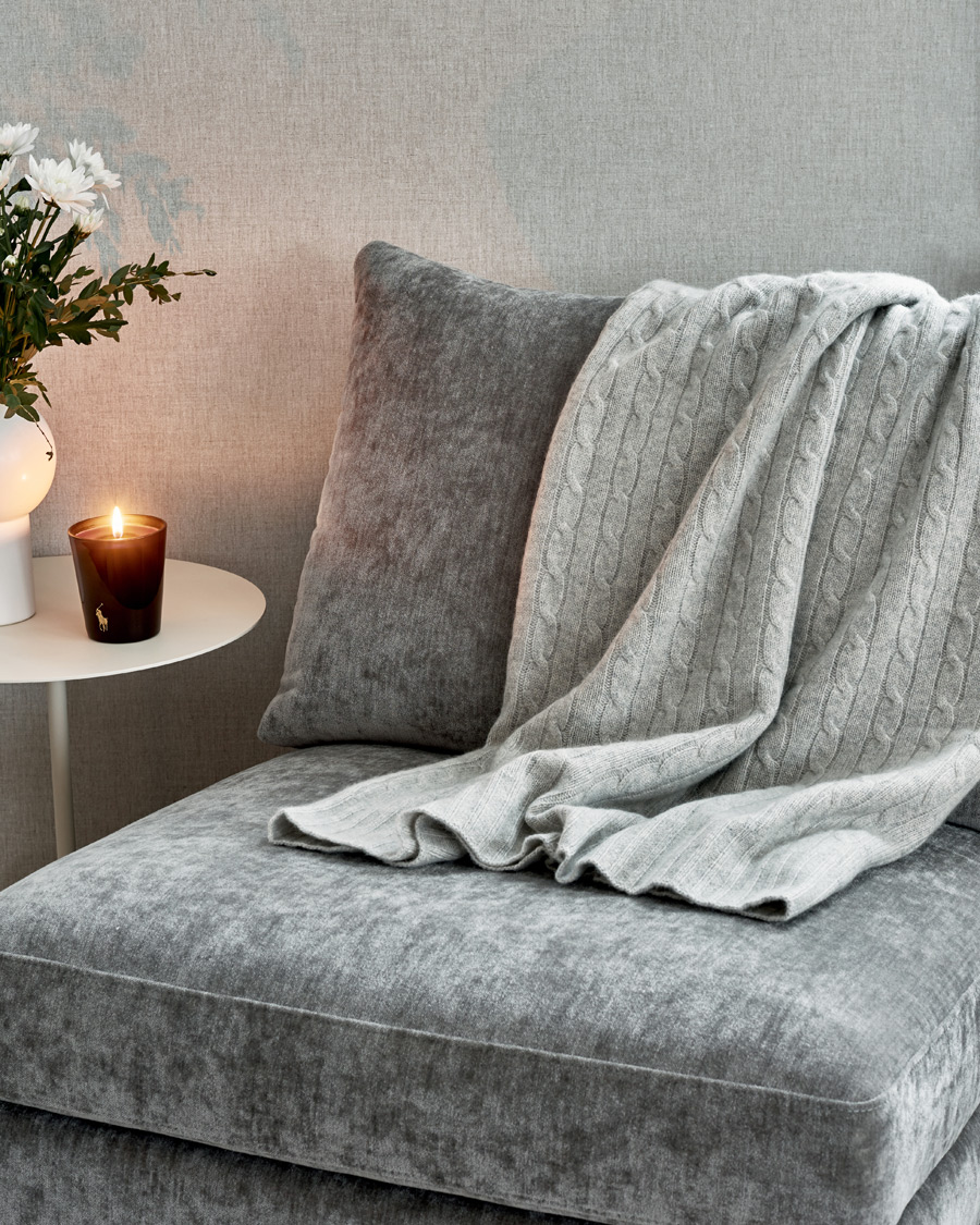 Herre | | Ralph Lauren Home | Cable Knitted Cashmere Throw Heather Grey