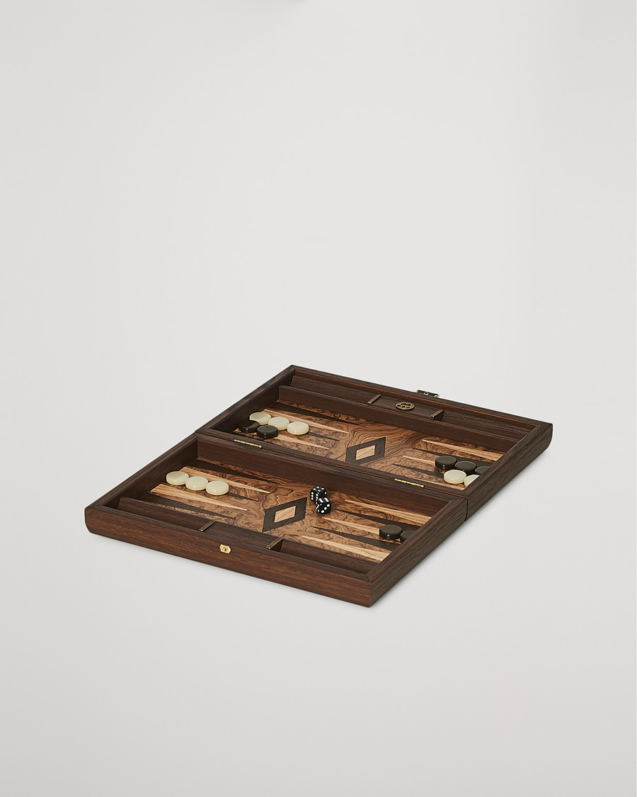 Herre | Spill og fritid | Manopoulos | Walnut Burl Small Backgammon With Side Racks