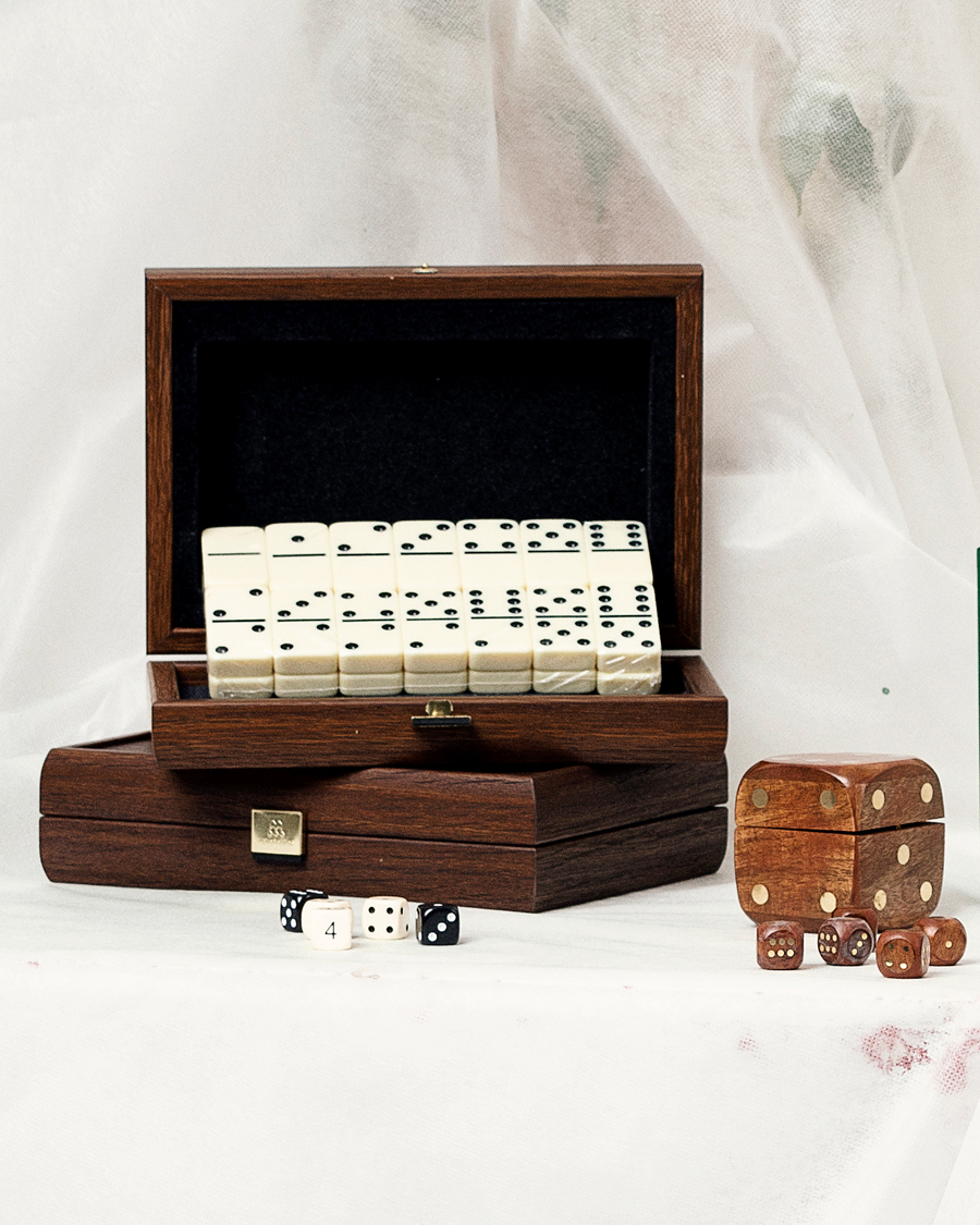 Herre | Spill og fritid | Manopoulos | Wooden Domino Case Dark Brown