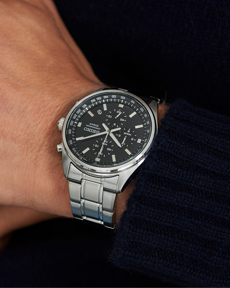 Herre | Seiko Chronograph 42mm Steel Black Dial | Seiko | Chronograph 42mm Steel Black Dial