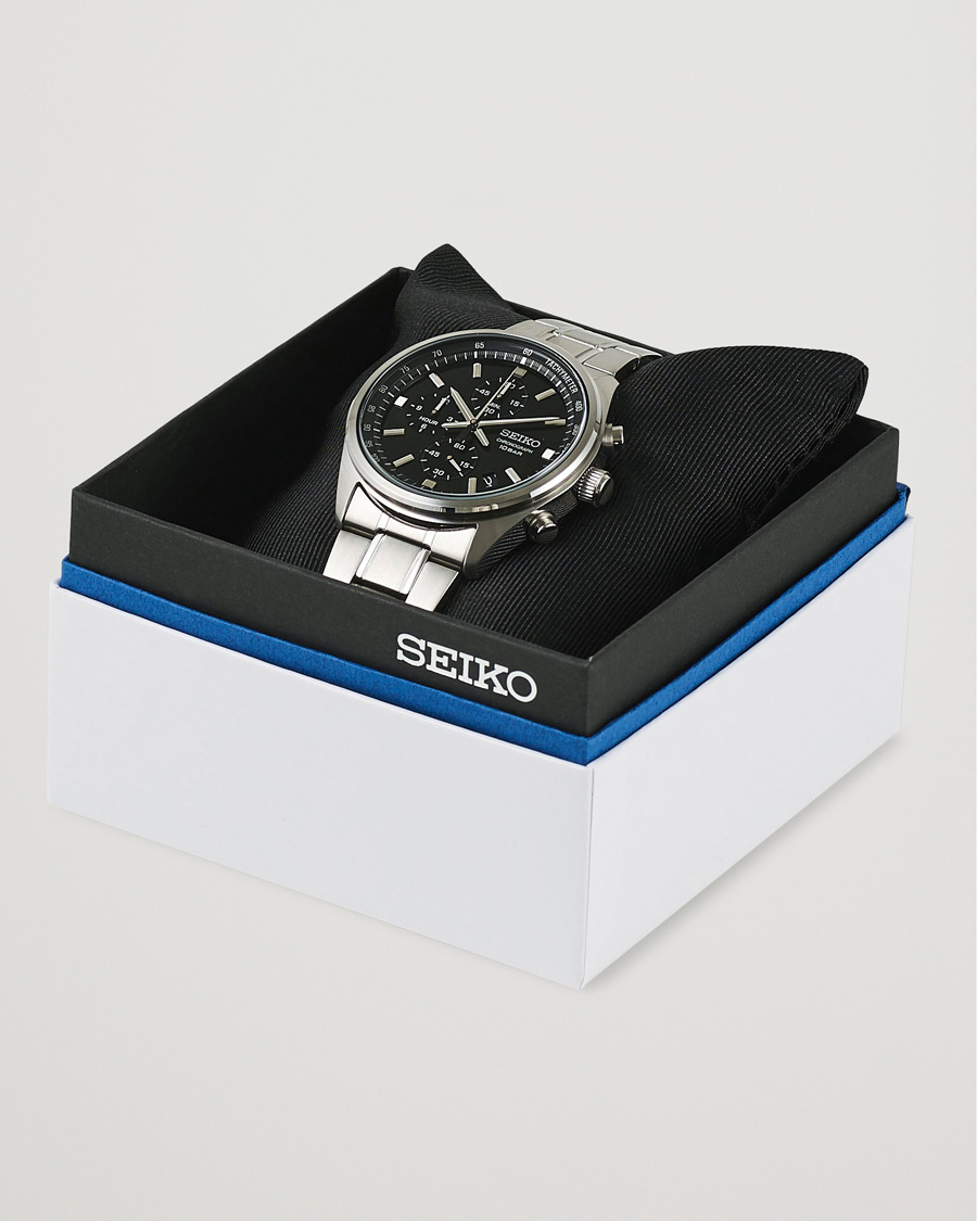Herre | Seiko Chronograph 42mm Steel Black Dial | Seiko | Chronograph 42mm Steel Black Dial