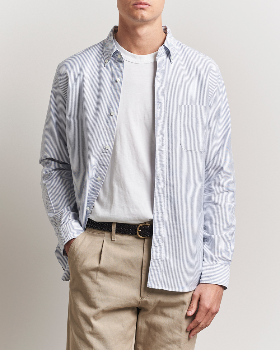 Herre |  | BEAMS PLUS | Oxford Button Down Shirt Light Blue Stripe