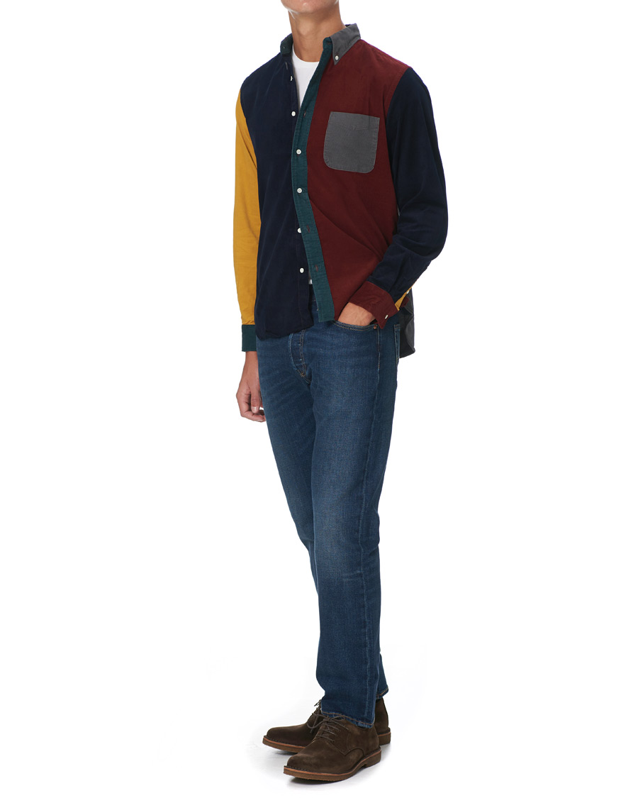 Herre | Skjorter | BEAMS PLUS | Corduroy Patchwork Button Down Shirt Grey