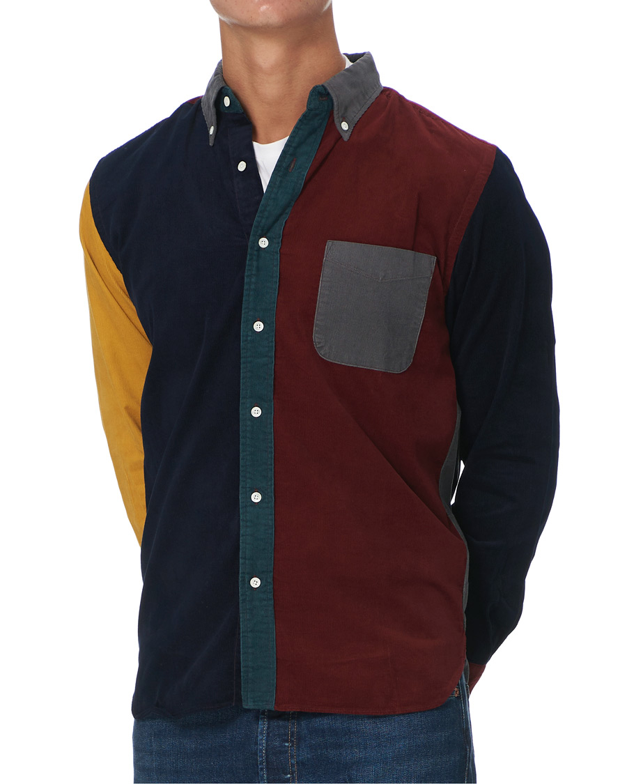 Herre | Skjorter | BEAMS PLUS | Corduroy Patchwork Button Down Shirt Grey
