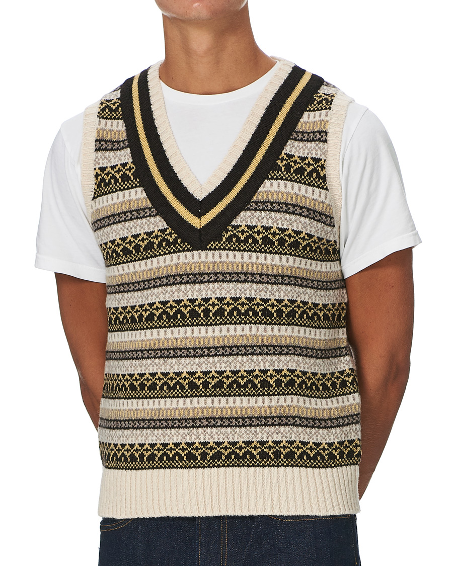 Herre | Gensere | BEAMS PLUS | Fairisle Crickett Vest Off White