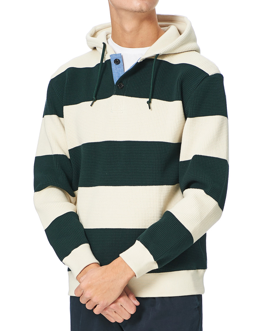 Herre | Gensere | BEAMS PLUS | Thermal Hoodie White/Green