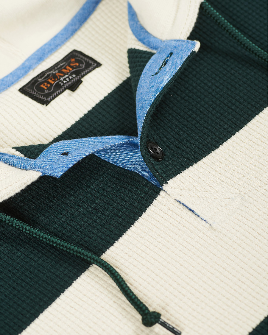 Herre | Gensere | BEAMS PLUS | Thermal Hoodie White/Green
