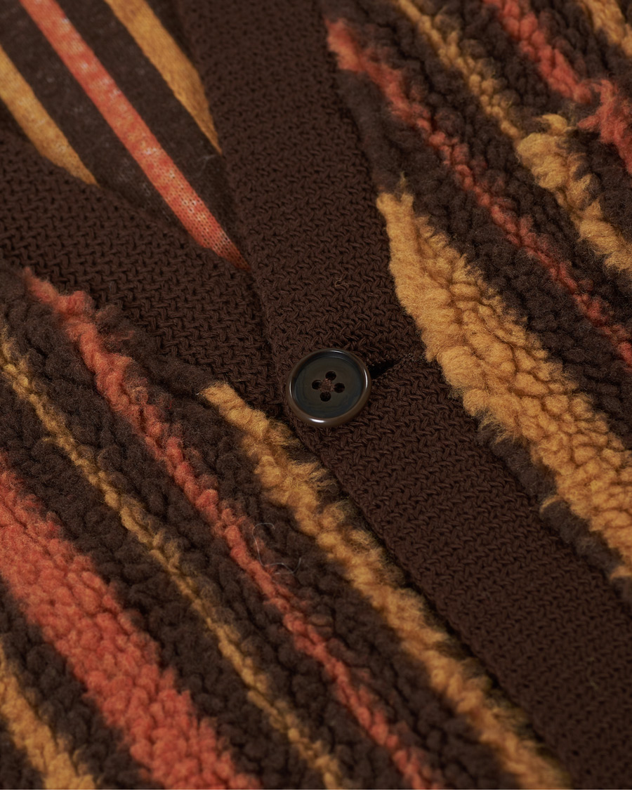 Herre | Gensere | BEAMS PLUS | Striped Fleece Cardigan Brown