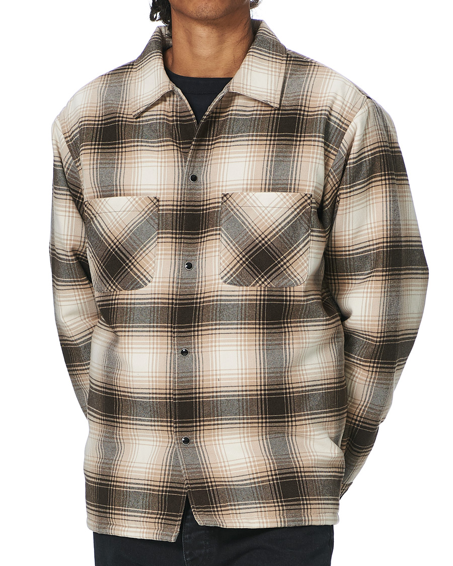 Herre | Jakker | BEAMS PLUS | Quilted Open Collar Jacket Brown Check