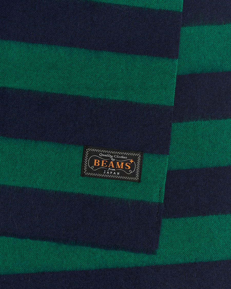 Herre | BEAMS PLUS Cashmere Stripe Scarf Green/Navy | BEAMS PLUS | Cashmere Stripe Scarf Green/Navy