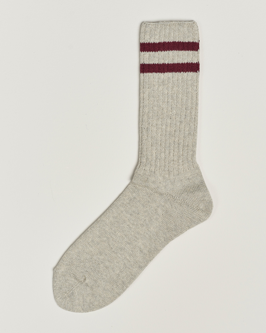 Herre | Undertøy | BEAMS PLUS | Schoolboy Socks Grey/Burgundy