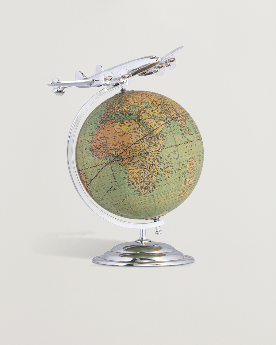 Herre | Pyntegjenstander | Authentic Models | On Top Of The World Globe and Plane Silver