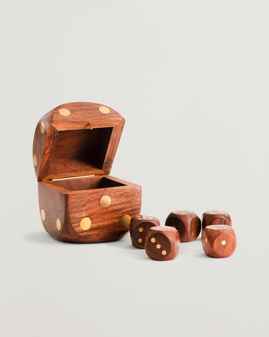 Herre | Pyntegjenstander | Authentic Models | Wooden Dice Box Brass