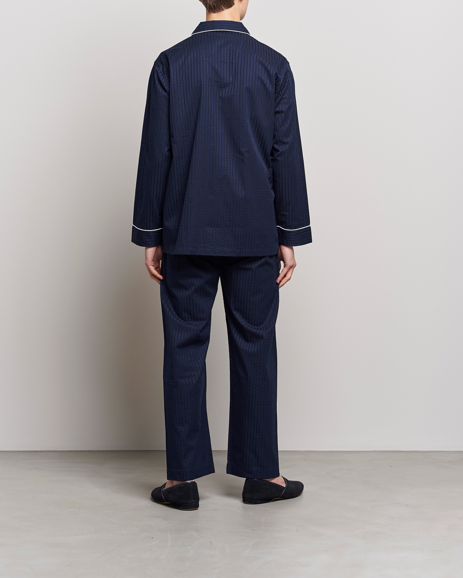 Herre | Pyjamaser | Derek Rose | Royal Piped Cotton Pyjama Set Navy