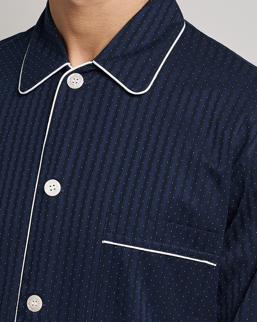 Herre | Pyjamaser og badekåper | Derek Rose | Royal Piped Cotton Pyjama Set Navy