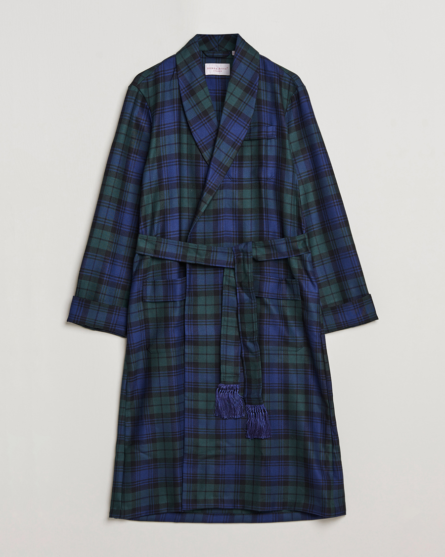 Herre | Pyjamaser og badekåper | Derek Rose | Wool Tartan Dressing Gown Blackwatch