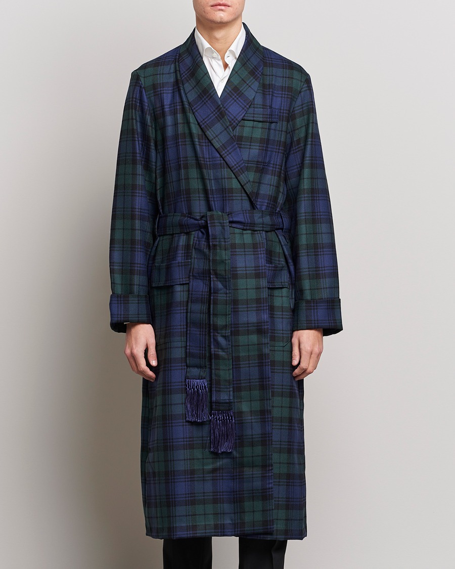 Herre | Loungewear-avdelingen | Derek Rose | Wool Tartan Dressing Gown Blackwatch