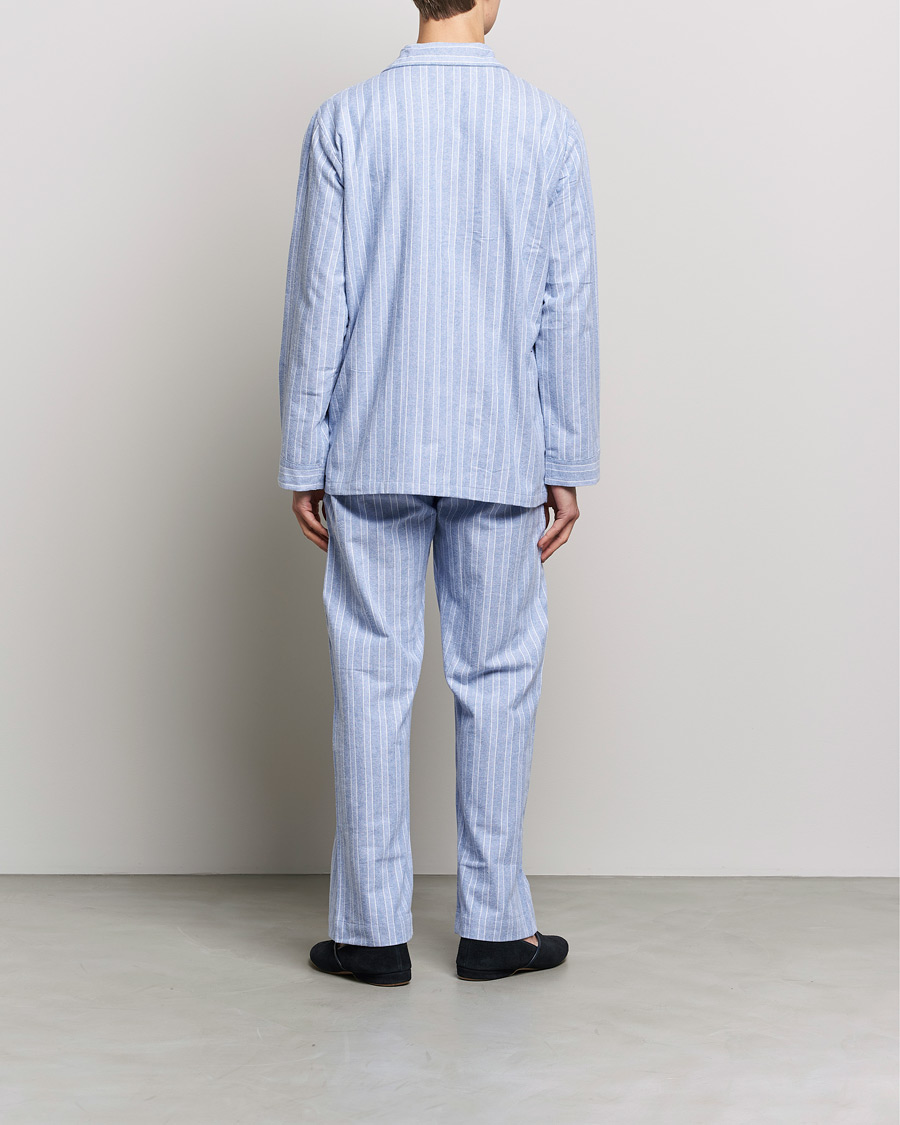 Herre | Livsstil | Derek Rose | Brushed Cotton Flannel Striped Pyjama Set Blue