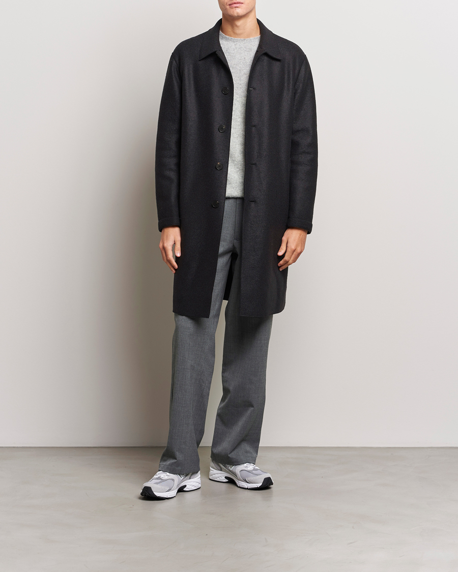 Herre | Jakker | Harris Wharf London | Pressed Wool Mac Coat Black